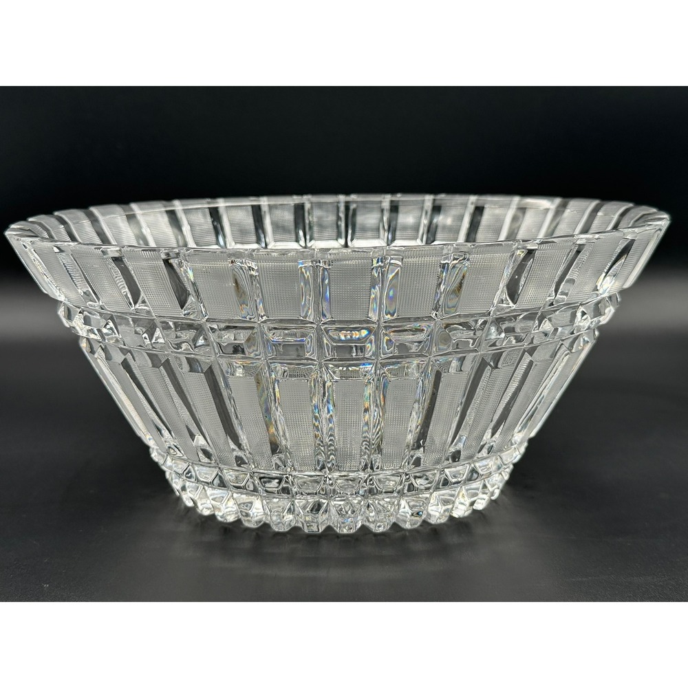 Vintage Russian Cut Lead Crystal Bowl 11in Oval Scalloped Serving Dish Clear - Picture 5 of 8